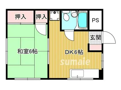 佐川ビル(1DK/3階)の間取り写真