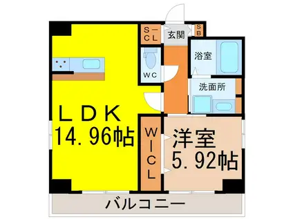 UNROOM(1LDK/8階)の間取り写真