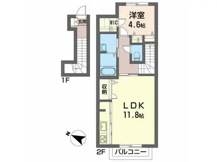 メゾンサト(1LDK/2階)の間取り写真