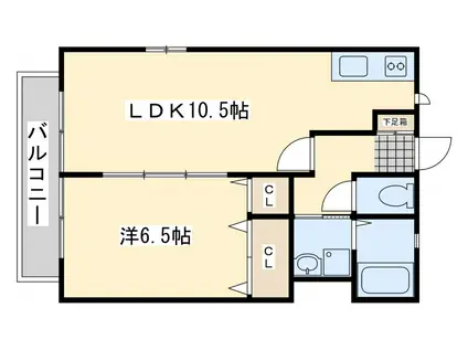 ハイムジェラード(1LDK/2階)の間取り写真