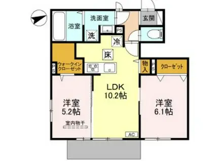 ソリッソ大久保町西嶋(2LDK/1階)の間取り写真