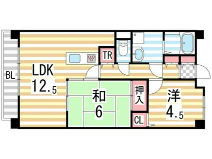 グレイシーKY(2LDK/3階)の間取り写真