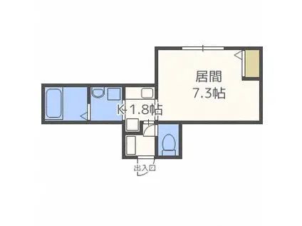 プレシェルト中の島(1K/1階)の間取り写真