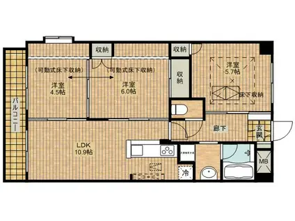 ルネス・デルフィー(3LDK/5階)の間取り写真