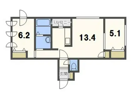 ヴィエルジュ東札幌(2LDK/2階)の間取り写真