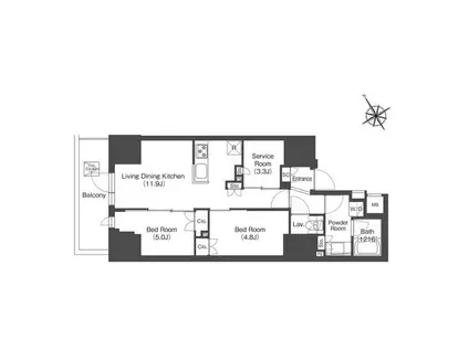 コンフォリア・リヴ板橋(2SLDK/13階)の間取り写真