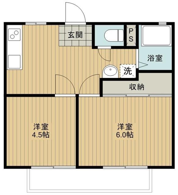 中村ハイツ(2DK/1階)の間取り写真