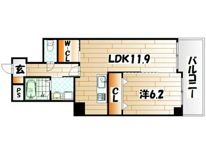 フェルト515(1LDK/8階)の間取り写真