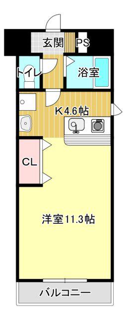 グランメール21(1K/8階)の間取り写真