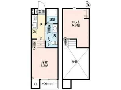 VILLAGE響一号館(ワンルーム/1階)の間取り写真