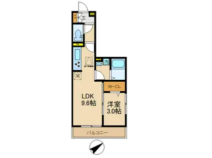 KS ROOM(1LDK/3階)の間取り写真