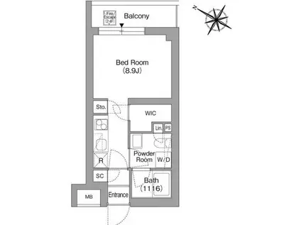 オルサス戸越銀座(ワンルーム/4階)の間取り写真