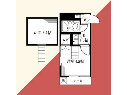 ケントハウス(1K/1階)の間取り写真