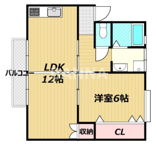 メゾン広谷15号棟(1LDK/2階)の間取り写真