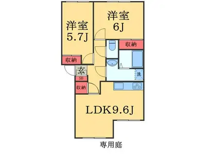 グレースヴィラI(2LDK/1階)の間取り写真