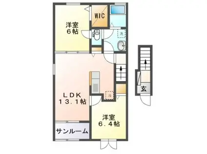 ベルグランツIIIA・B(2LDK/2階)の間取り写真