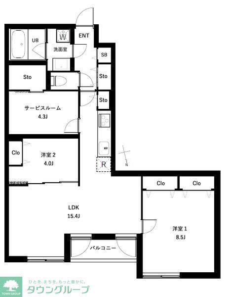 COEUR BLANC西荻窪(2SLDK/1階)の間取り写真
