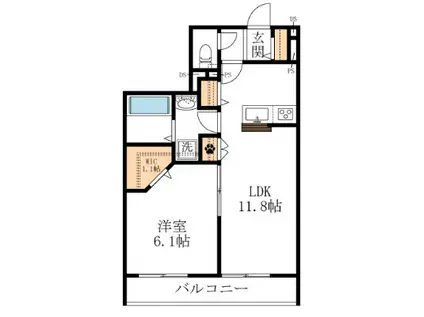 末長4丁目メゾン(1LDK/2階)の間取り写真