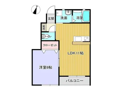 プライム平井(1LDK/1階)の間取り写真