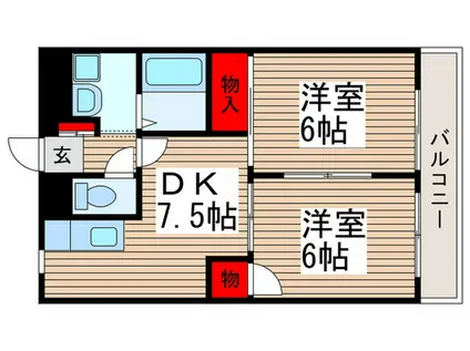 サニ―プレイス(2DK/3階)の間取り写真