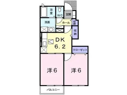 アウローラ I(2DK/1階)の間取り写真