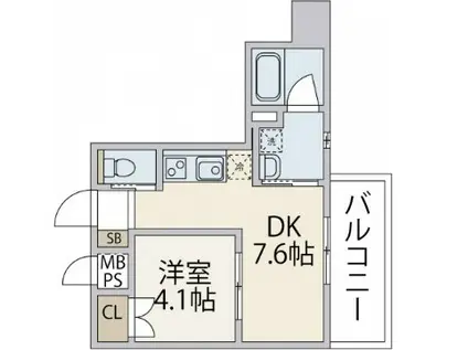VILLA OASIS UJINA(1DK/3階)の間取り写真