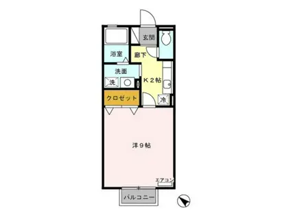 ションセイA(1K/2階)の間取り写真
