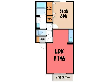 ヴィラオーネストB(1LDK/2階)の間取り写真
