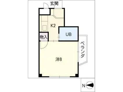 タウンハイツ松原(1K/3階)の間取り写真