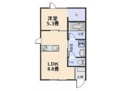 CITY FIRSTシティファースト(1DK/1階)の間取り写真