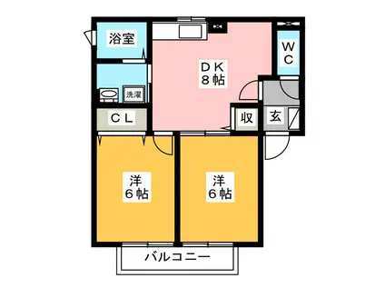 コスモ矢立(2DK/1階)の間取り写真
