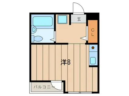 グルックリッチ(ワンルーム/2階)の間取り写真