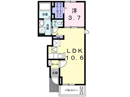スウィートメモリー(1LDK/1階)の間取り写真
