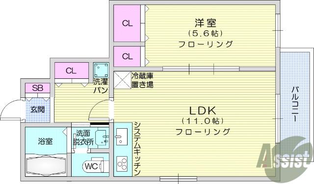 ムーンライトB(1LDK/1階)の間取り写真