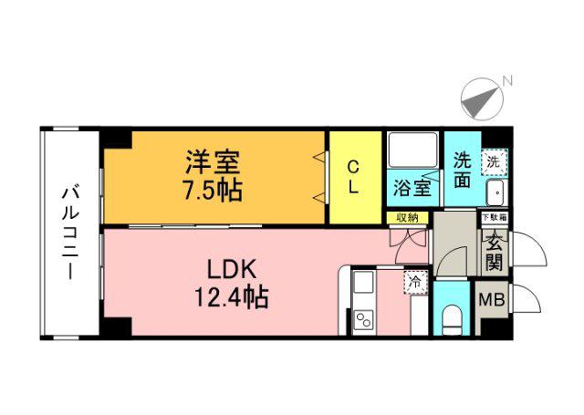 GRACECOURTSHINJYO(1LDK/4階)の間取り写真