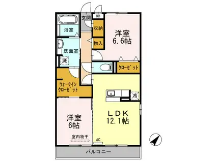 ヴァンヴェール(2LDK/3階)の間取り写真