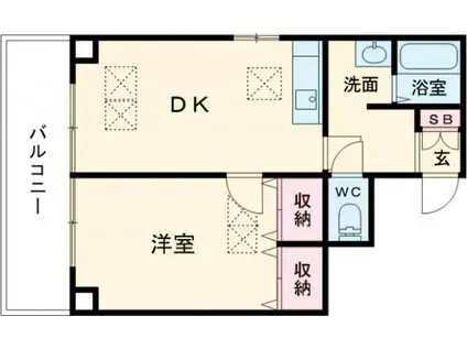 ルネス住吉(1DK/9階)の間取り写真