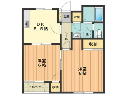 グリーンピア(2DK/1階)の間取り写真