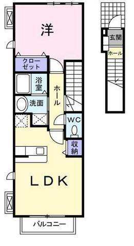 LIVE有泉C(1LDK/2階)の間取り写真