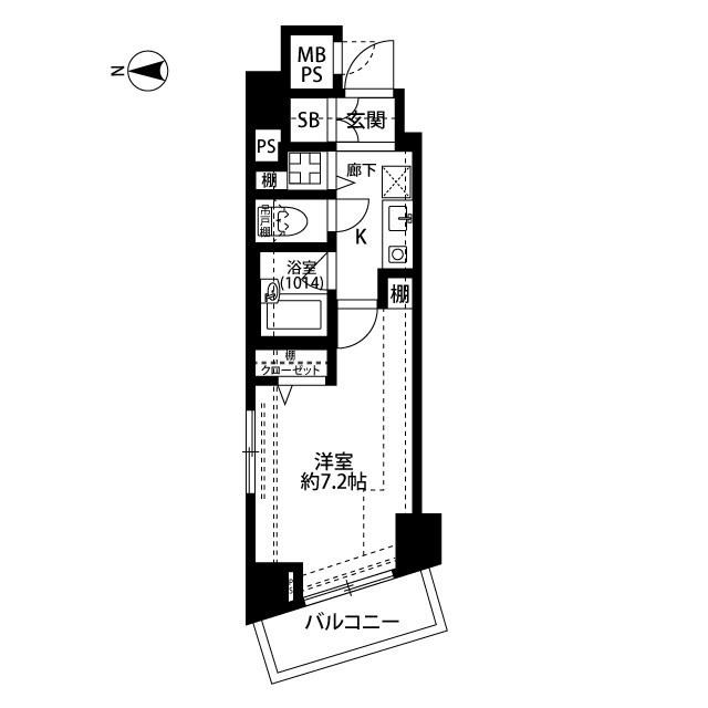 ヴェルト五反田イースト(1K/4階)の間取り写真
