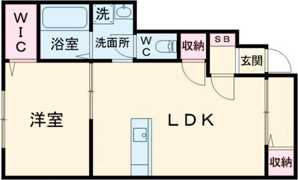 ラソールA(1LDK/1階)の間取り写真
