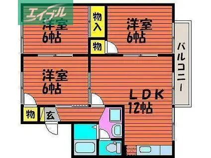 ラ・ポール90(3LDK/2階)の間取り写真