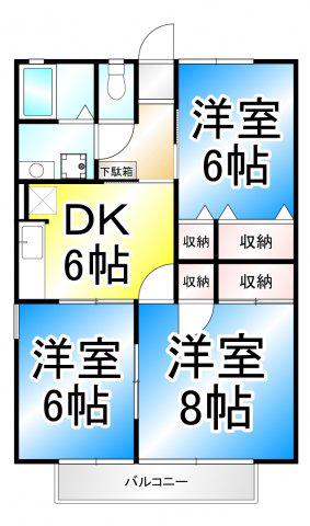 ジェッダハイツ(3DK/2階)の間取り写真