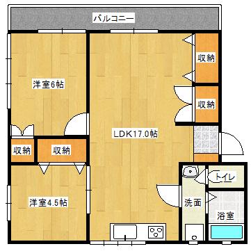 二宮ポート(2LDK/3階)の間取り写真
