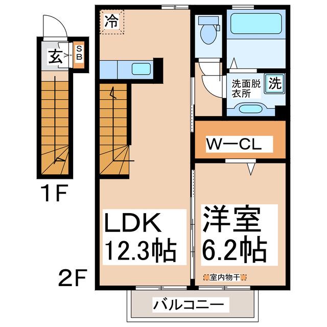 セジュール池亀町B棟(1LDK/1階)の間取り写真