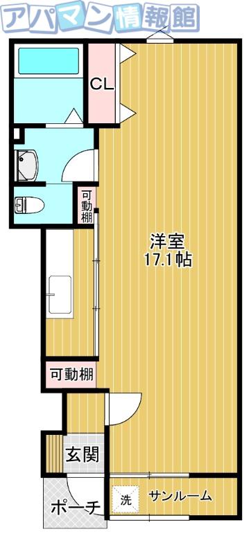ラテールリッシュII(ワンルーム/1階)の間取り写真