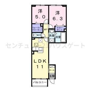 エレガンス メゾン II(2LDK/1階)の間取り写真
