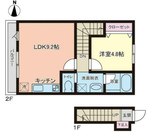 プレモリー名取駅前A(1LDK/2階)の間取り写真