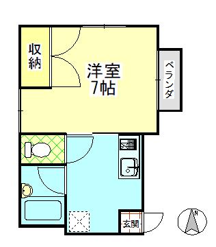 メゾンポピンズII(1K/2階)の間取り写真