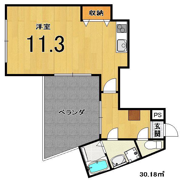 エリーフラッツ嵐山(1K/4階)の間取り写真